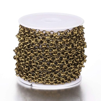 Beadthoven 4m okrúhle retiazky Belcher s priemerom 4 mm mosadzné krížové rolo retiazky náhrdelník s