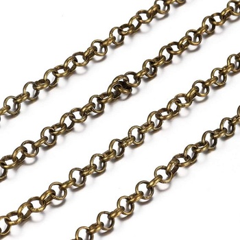 Beadthoven 4m okrúhle retiazky Belcher s priemerom 4 mm mosadzné krížové rolo retiazky náhrdelník s