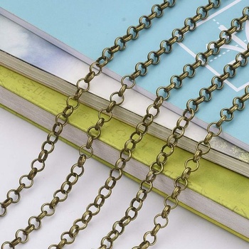 Beadthoven 4m okrúhle retiazky Belcher s priemerom 4 mm mosadzné krížové rolo retiazky náhrdelník s
