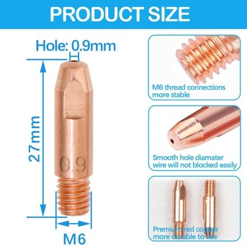 Kontaktné hroty M6, 12 kusov, medené kontaktné hroty, pre zváracie horáky