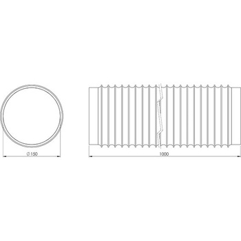Ø 150 mm / 1 m Vetracia hadica - Flexibilná PVC hadica - Odvodná hadica pre klimatizáciu, sušičku,