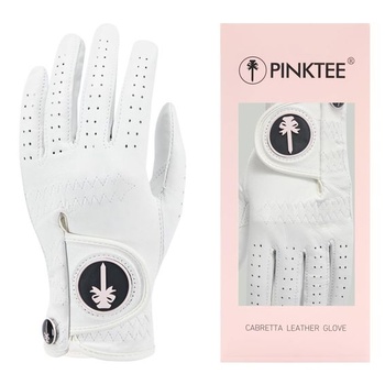 Dámske golfové rukavice, 1 kus, koža Cabretta, bielo-ružový grip, pre ľavákov, mäkké, pohodlné,