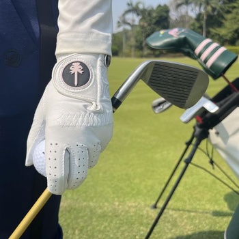 Dámske golfové rukavice, 1 kus, koža Cabretta, bielo-ružový grip, pre ľavákov, mäkké, pohodlné,