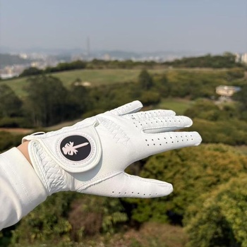 Dámske golfové rukavice, 1 kus, koža Cabretta, bielo-ružový grip, pre ľavákov, mäkké, pohodlné,