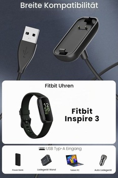 Nabíjací kábel kompatibilný s USB nabíjacou stanicou Fitbit Inspire 3, rýchlonabíjací kábel pre