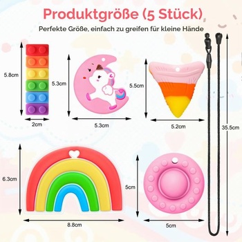 CLDY 5dielny senzorický žuvací náhrdelník, bez BPA, žuvací náhrdelník pre deti A 1321