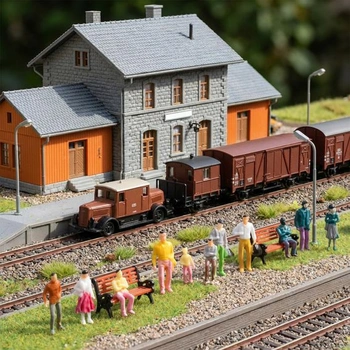 Sada miniaturních figurek Sibba se 100 dílky a 6 lavičkami, minifigurky v měřítku 1:100, sedící a