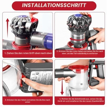 Priehľadná náhradná nádoba na prach pre vysávač Dyson V7 (SV11)/V8 (SV10), obsahuje predfilter, 1 x