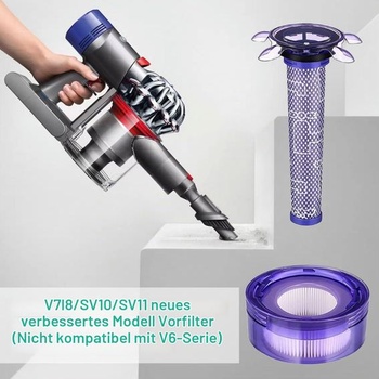 Priehľadná náhradná nádoba na prach pre vysávač Dyson V7 (SV11)/V8 (SV10), obsahuje predfilter, 1 x