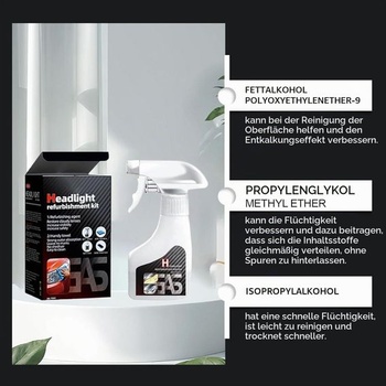 Súprava na opravu svetlometov 180 ml, Súprava na leštenie svetlometov, Sprej na opravu svetlometov, Tekutý