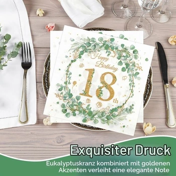 Ubrousky z eukalyptu k 18. narozeninám, 40 kusů. Ubrousky k narozeninám k 18. narozeninám.