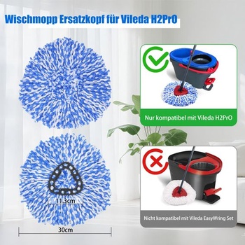 3 náhradní hlavice mopu pro Vileda H2PrO