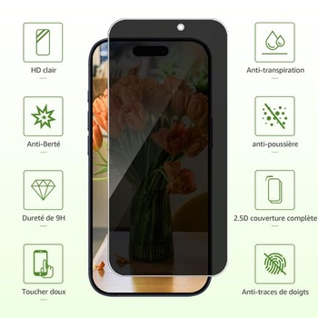 Ochranné tvrdené sklo Carantee Spy 2 kusy, antispywarové, pre iPhone 17/17 Pre 5G CAFR3 - iPhone