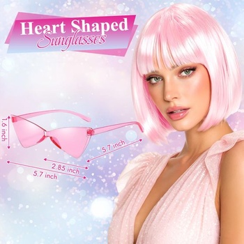 Paruka Sofiyan Bob se slunečními brýlemi, růžová cosplay párty paruka s ofinou, krátké rovné bob
