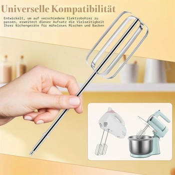 Toyvian 2dielne ručné mixéry - Náhradné elektrické nerezové šľahače pre ručné mixéry a stojanové