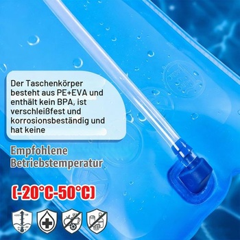 2l hydratačný vak, vak na vodu bez BPA, nepriepustný pitný vak s hadicou, vak na vodu s veľkou