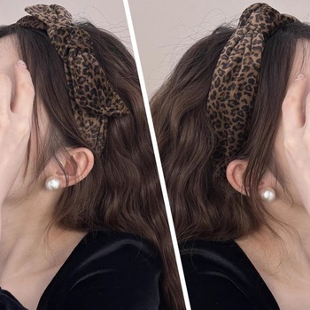 2 kusy 6cm širokých čelenek s leopardím potiskem pro ženy, elastická čelenka s uzlem, protiskluzová