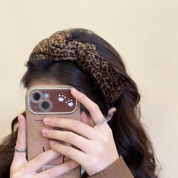 2 kusy 6cm širokých čeleniek s leopardím potlačou pre ženy, elastická čelenka s uzlom, protišmyková