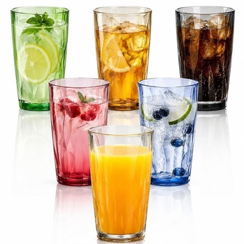 Plastové sklenice na vodu – sada barevných sklenic na pití o objemu 310 ml, 6 kusů nerozbitných