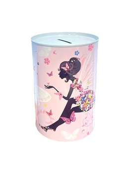 Dekoratívna pokladnička pre deti a tínedžerov s motívom tancujúcich, meditujúcich víly, motýľov a kvetov,