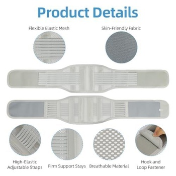Bederní opěrný pás pro muže a ženy, prodyšný zádový pás S B-šedý