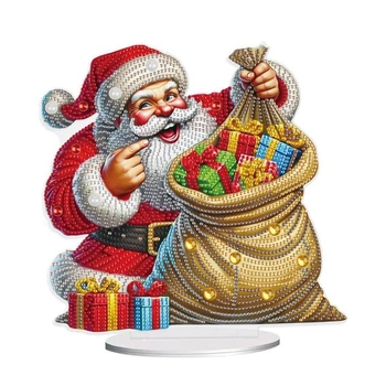 JISHSHAY Vianočná diamantová maľba dekorácie na stôl Santa…
