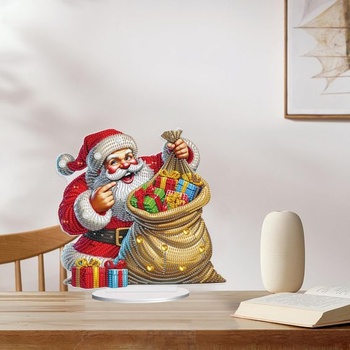 JISHSHAY Vianočná diamantová maľba dekorácie na stôl Santa Claus diamantová maľba dekorácie na stôl