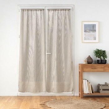 Vnútorná záclonová tyč, pár pravý, efekt ľanovej tkaniny, haltona, polyester, šedá, 240 x 70 cm