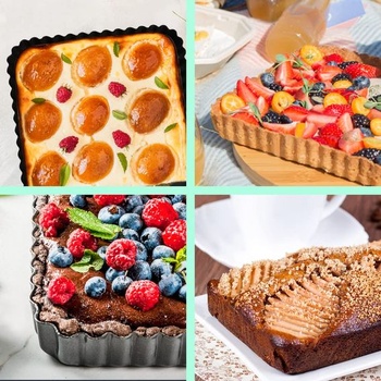 Forma na koláč s odnímateľným dnom, obdĺžniková forma na quiche, koláčová forma s nepriľnavým