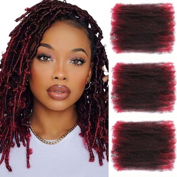 Afro kudrnaté syntetické vlasy 12 palců, balení po 3…