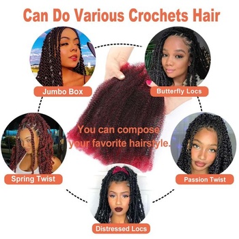 Afro kudrnaté syntetické vlasy 12 palců, balení po 3 kusech, Marley Twist pro prodloužení dredů,