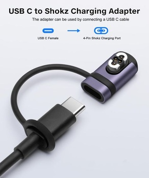 Nabíjecí adaptér USB-C pro sluchátka Shokz (2 ks) S710 fialový