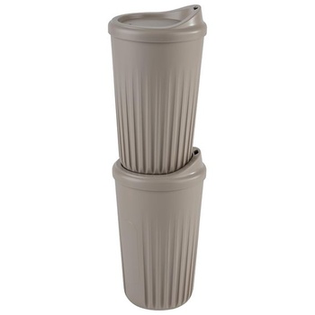 APS 67552 Sada opakovaně použitelných kelímků na cestu, 2 kelímky + 2 víčka, 400 ml, polypropylen,