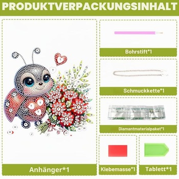 NEWENMO 5D diamantová maľba s lienkou, sada príveskov, roztomilá zvieracia diamantová maľba, dekorácia