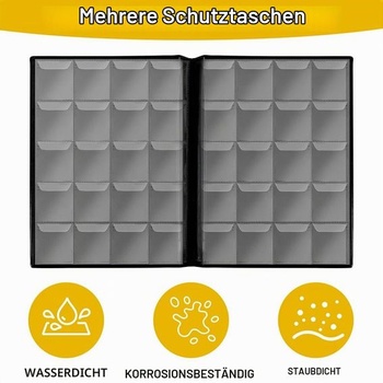 Album na mince Vicloon s 200 vreckami, univerzálny prémiový album na mince v hodnote 2 eur 3,5 * 4