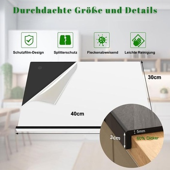 Akrylové krájecí desky JanYoo 40x30cm, chránič pracovní desky kuchyňské krájecí desky s okrajem,