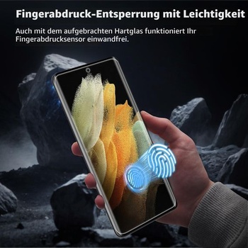 Ochranné tvrdené sklo pre Samsung Galaxy S21 Ultra, 3 ks, tvrdosť 9H, kompatibilný s odtlačkami prstov,