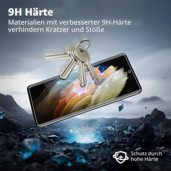 Ochranné tvrdené sklo pre Samsung Galaxy S21 Ultra, 3 ks, tvrdosť 9H, kompatibilný s odtlačkami prstov,