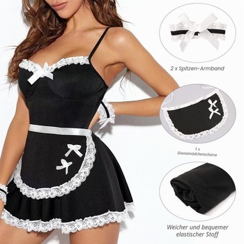 Dámske sexy cosplay mini šaty pre slúžku, francúzska slúžka, nočné prádlo, sada XL