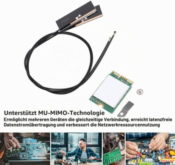 Bezdrôtová karta AX201NGW, M.2 WiFi modul pre notebook s Bluetooth 5.0, 3000 Mbit/s 2,4 GHz a 5 GHz