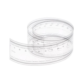 Priehľadné flexibilné pravítko s mapou sourcingu 50 cm, mierka 0,1 mm s uhlovými a šírkovými
