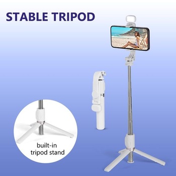 Flintronic selfie tyč, výsuvná hliníková selfie tyč 3 v 1, Bluetooth selfie tyč s výplňovým svetlom