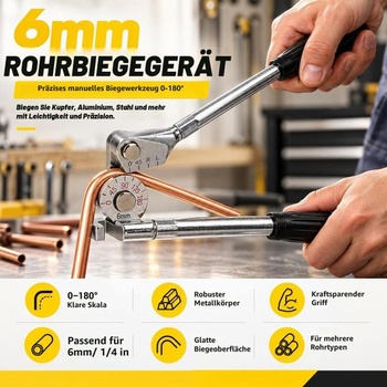 Ohýbačka rúrok 6 mm, ohýbačka rúrok, ručné kliešte na ohýbanie rúrok 0-180°