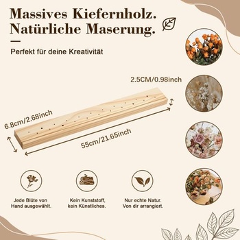 Stojan na sušené kvety z drevených prúžkov BBTO, držiak na fotografie z drevených perforovaných