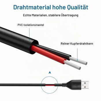 SinLoon DC Boost kabel USB 5V na 12V Boost měnič, USB 2.0 zástrčka na holý kabel, vhodný pro