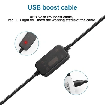 SinLoon DC Boost kabel USB 5V na 12V Boost měnič, USB 2.0 zástrčka na holý kabel, vhodný pro