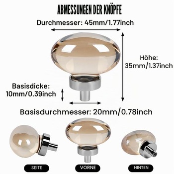 TopHomer Decor Priehľadné okrúhle krištáľové úchytky, 4 kusy 45 mm umelé krištáľové vonkajšie úchytky na