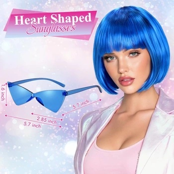 Paruka Sofiyan Bob se slunečními brýlemi, paruka pro cosplay párty s ofinou, královská modrá