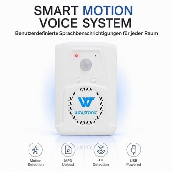 Detektor pohybu Waytronic s hlasovým výstupom, detektor pohybu s funkciou alarmu, prispôsobiteľný