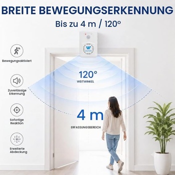 Detektor pohybu Waytronic s hlasovým výstupom, detektor pohybu s funkciou alarmu, prispôsobiteľný